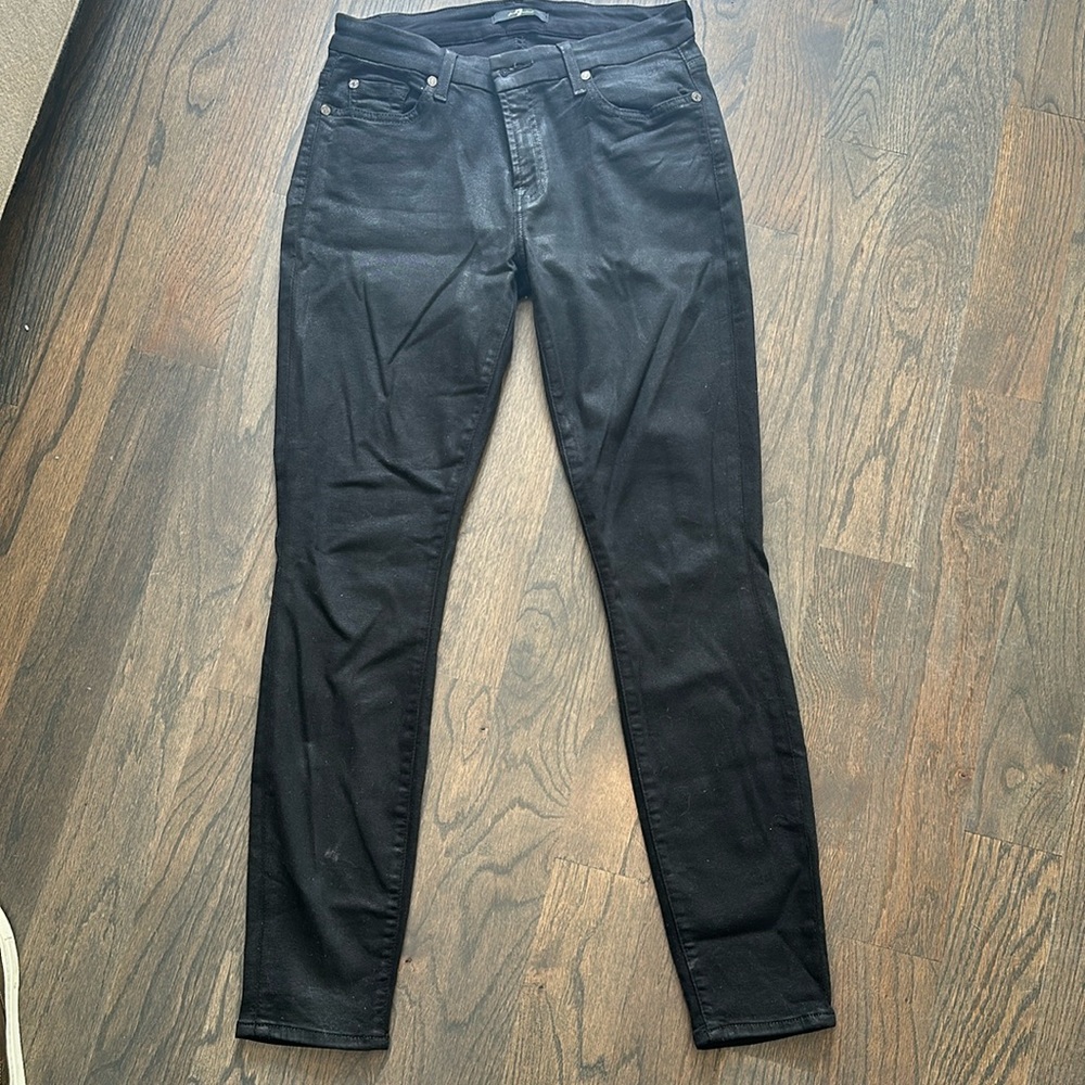 7 For All Man Kind black coated skinny jeans
